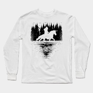 bigfoot riding unicorn Long Sleeve T-Shirt